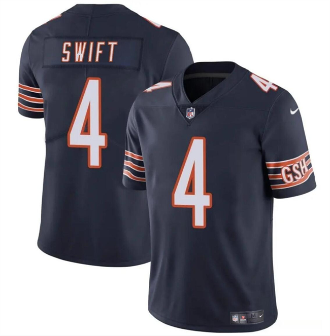 Men's Chicago Bears #4 D??Andre Swift Navy Vapor Football Stitched Jersey - Click Image to Close